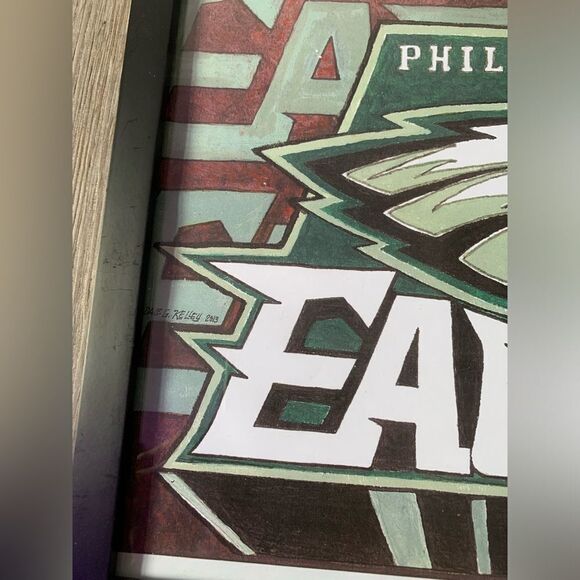 Philadelphia Eagles Sketch Drawing Art Picture Frame Memorabilia Man Cave 2013 - Picture 2 of 7